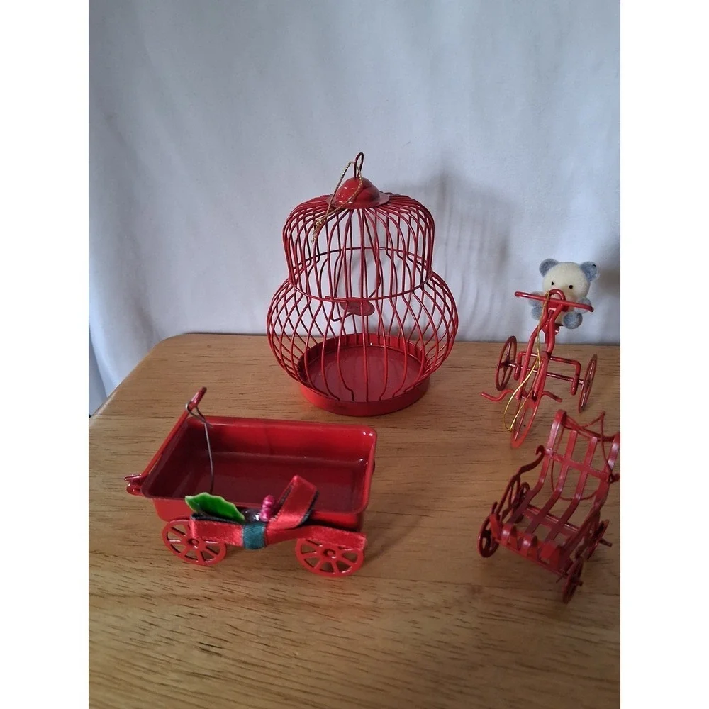 Vintage Red Tin Ornaments